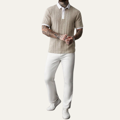 Men's Ribbed Knit Polo Shirt