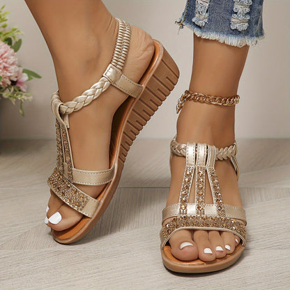 Women's Rhinestone Sandals Woven