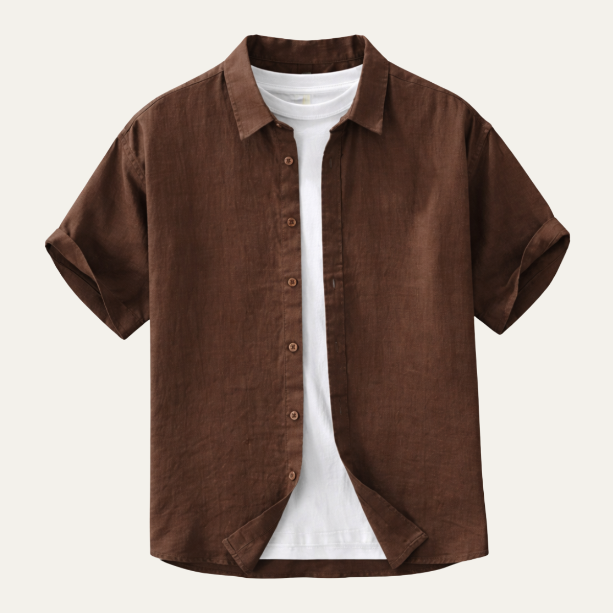 Men's Linen Slim Fit Shirt Breathable Beige - Fashinoza