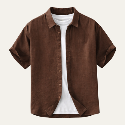 Men's Linen Slim Fit Shirt Breathable Beige - Fashinoza
