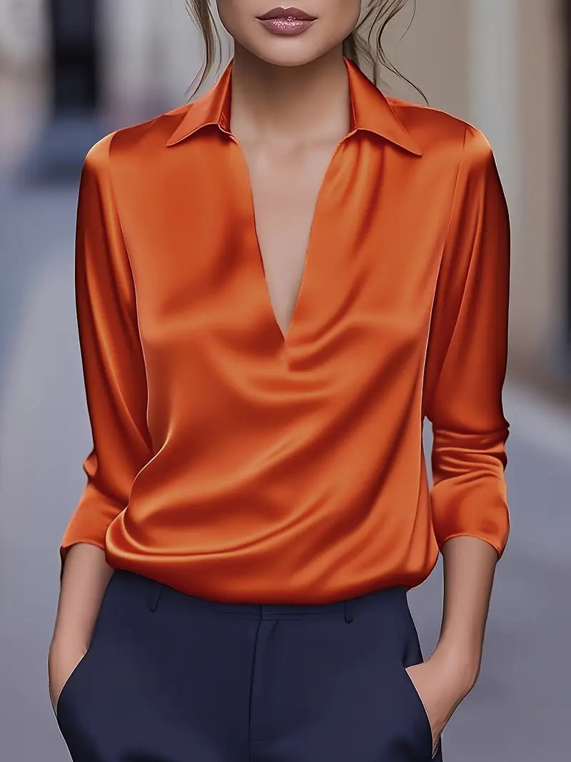 Women's Collared V-Neck Blouse