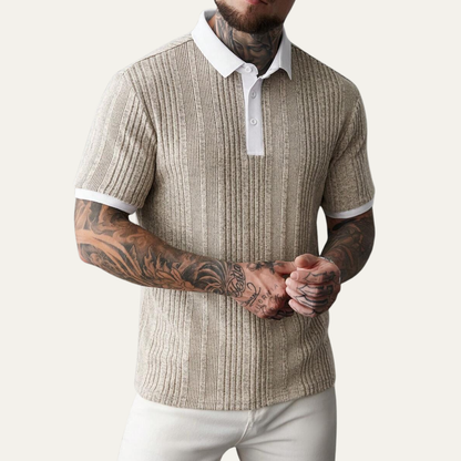 Men's Ribbed Knit Polo Shirt