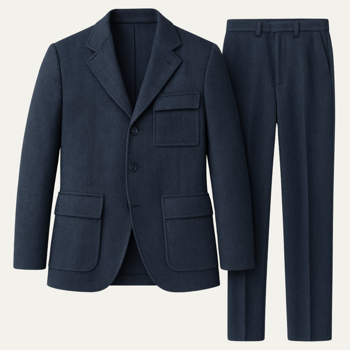Men's 3 Piece Tweed Suit Herringbone Blazer - Fashinoza