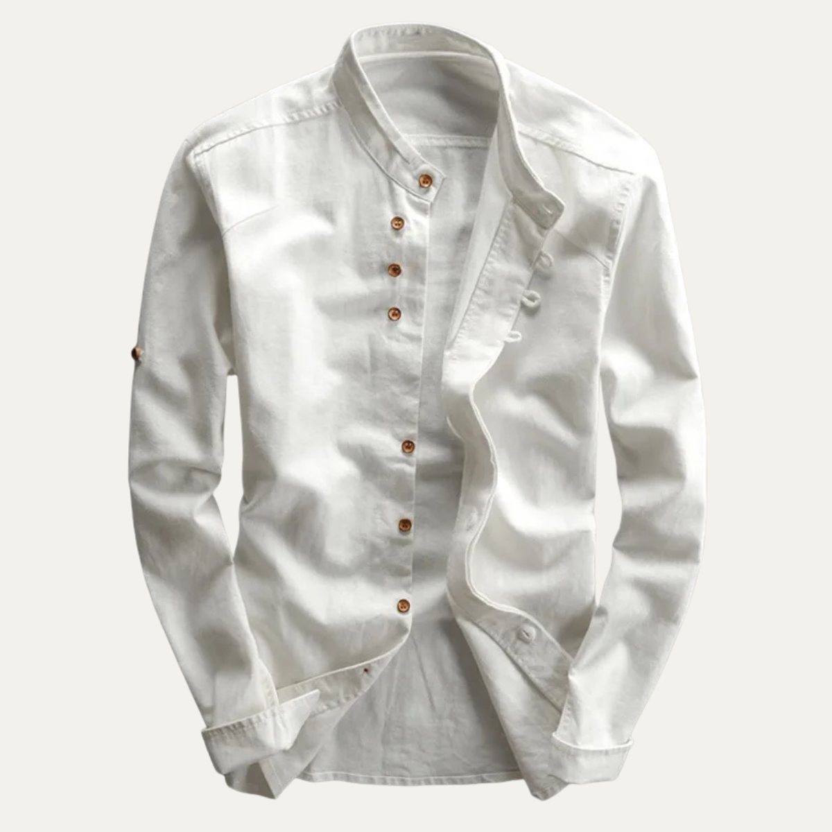 Men's Linen Cotton Shirt Japanese Style Stand Collar - Fashinoza