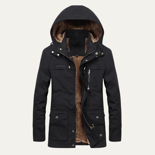 Men's Military Winter Jacket Thick Hooded Multi Pocket - Fashinoza