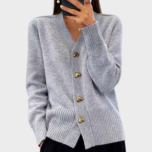 Women's Heart Button Cardigan - Fashinoza