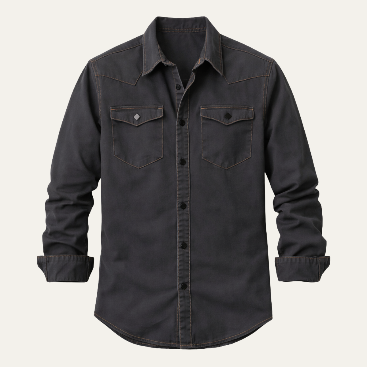 Men's Vintage Denim Shirt Dark Grey - Fashinoza