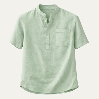 Men's Soft Cotton Linen Henley Shirt - Fashinoza