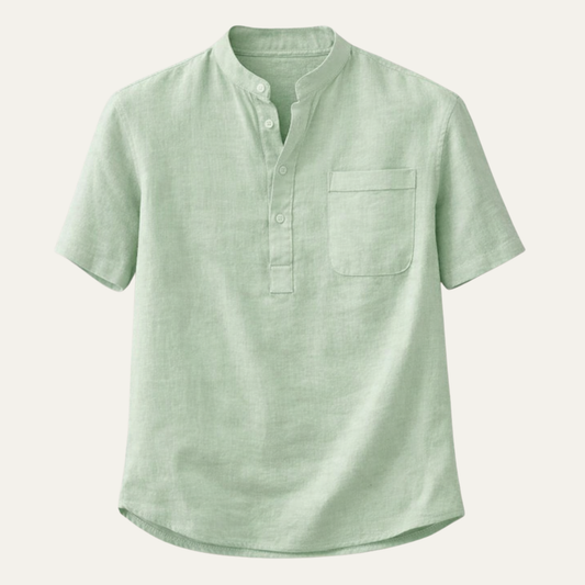 Men's Soft Cotton Linen Henley Shirt - Fashinoza
