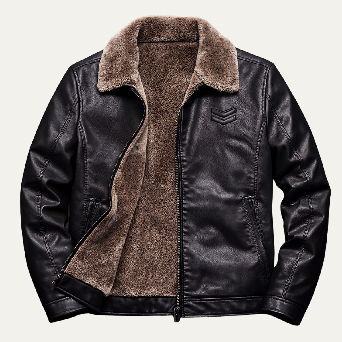Menton Men's Shearling Leather Jacket Fleece Lined - Fashinoza