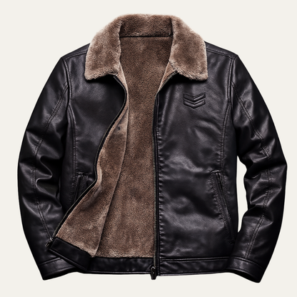 Menton Men's Shearling Leather Jacket Fleece Lined - Fashinoza