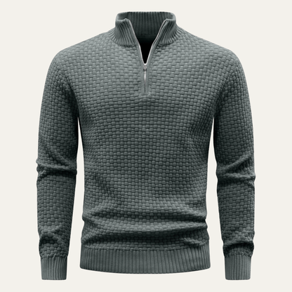 Men's Knitted Sweater Warm Half Zip Winter Beige