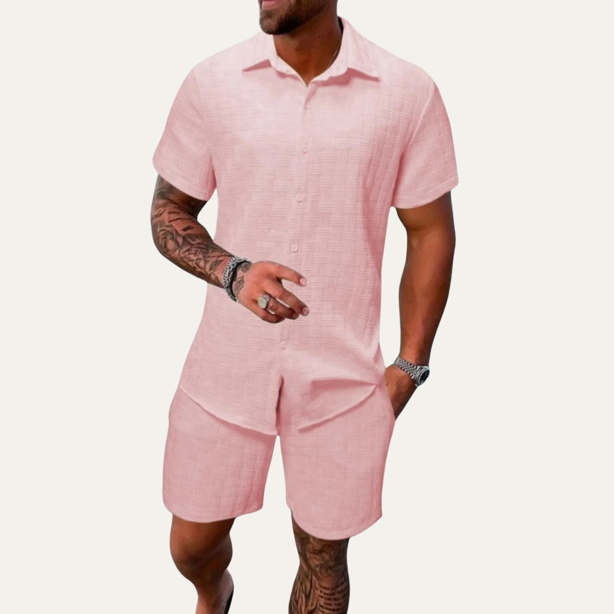 Men's Summer Shirt And Shorts Set