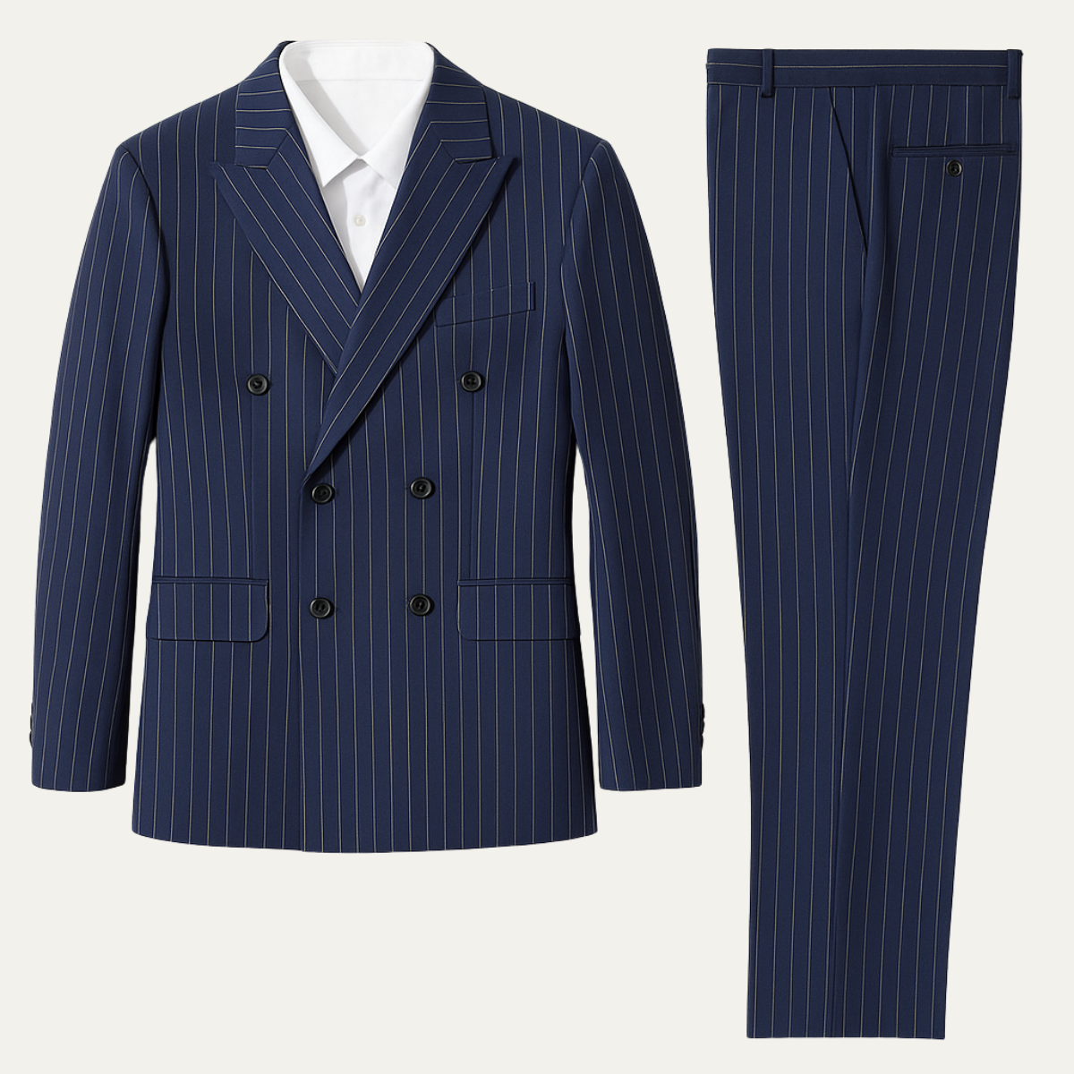 Men's Classic Pinstripe Suit Double Breasted 2 Piece - Fashinoza