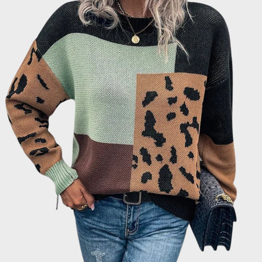 Women's Block Panel Sweater - Fashinoza