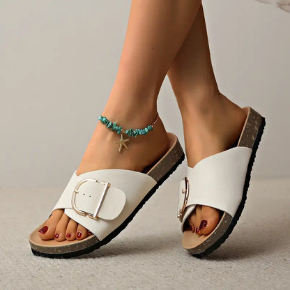 Orthopedic Flat Sandals Women's Adjustable Buckle Strap Comfort Slippers