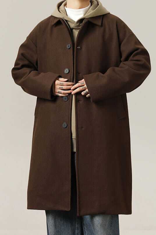 Men's Wool Overcoat Classic Oversized Warm Beige