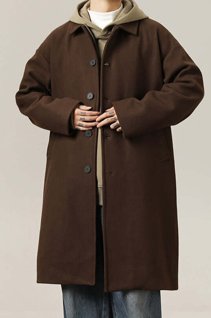 Men's Wool Overcoat Classic Oversized Warm Beige