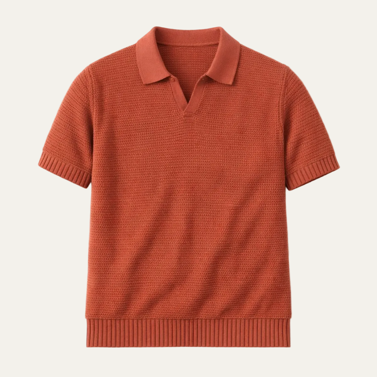 Men's Knitted Polo Shirt V Neck Breathable - Fashinoza