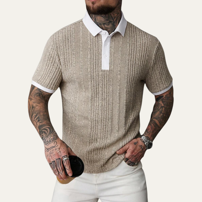 Men's Ribbed Knit Polo Shirt