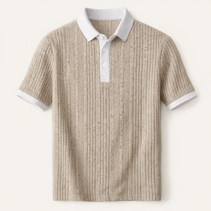 Men's Ribbed Knit Polo Shirt - Fashinoza