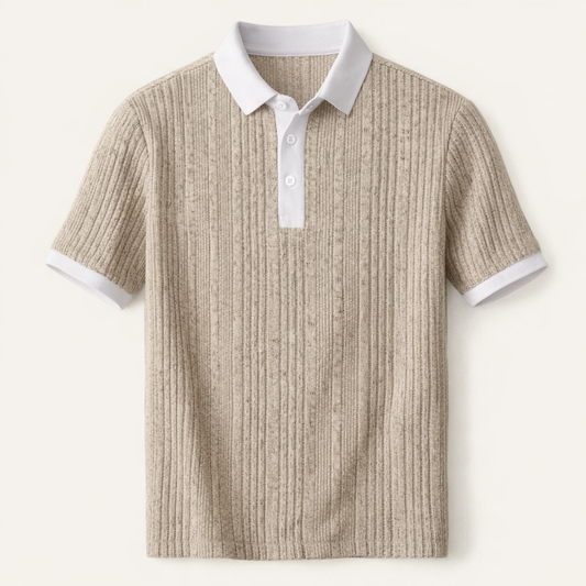 Men's Ribbed Knit Polo Shirt - Fashinoza