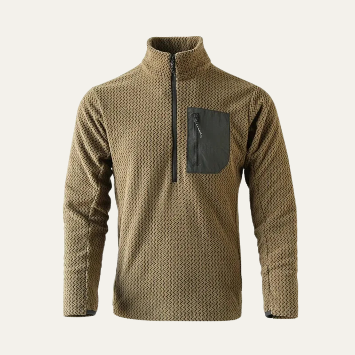 Men's Textured Fleece Half Zip Sweater - Fashinoza