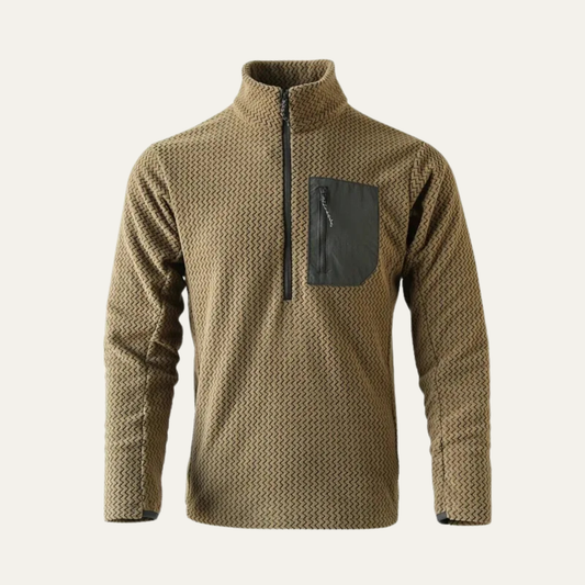 Men's Textured Fleece Half Zip Sweater - Fashinoza