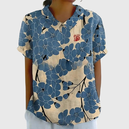 Stella | Womens Floral Collar Short Sleeve Blouse