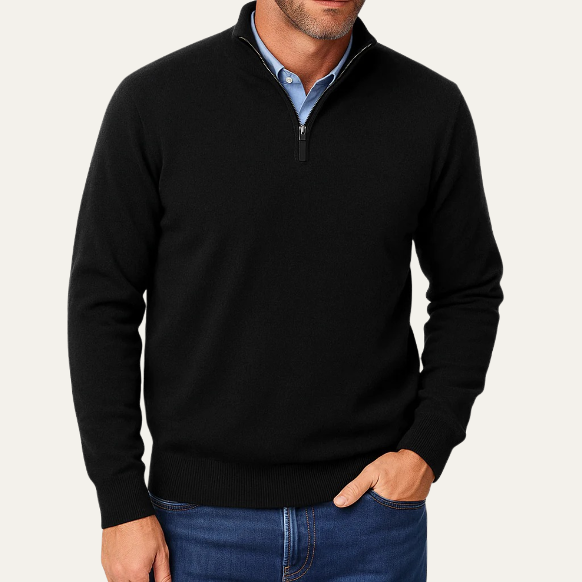 Men's Quarter Zip Sweater Lightweight Knit