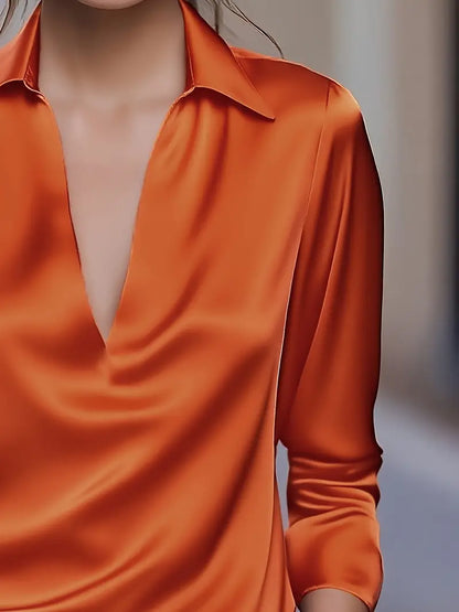 Women's Collared V-Neck Blouse