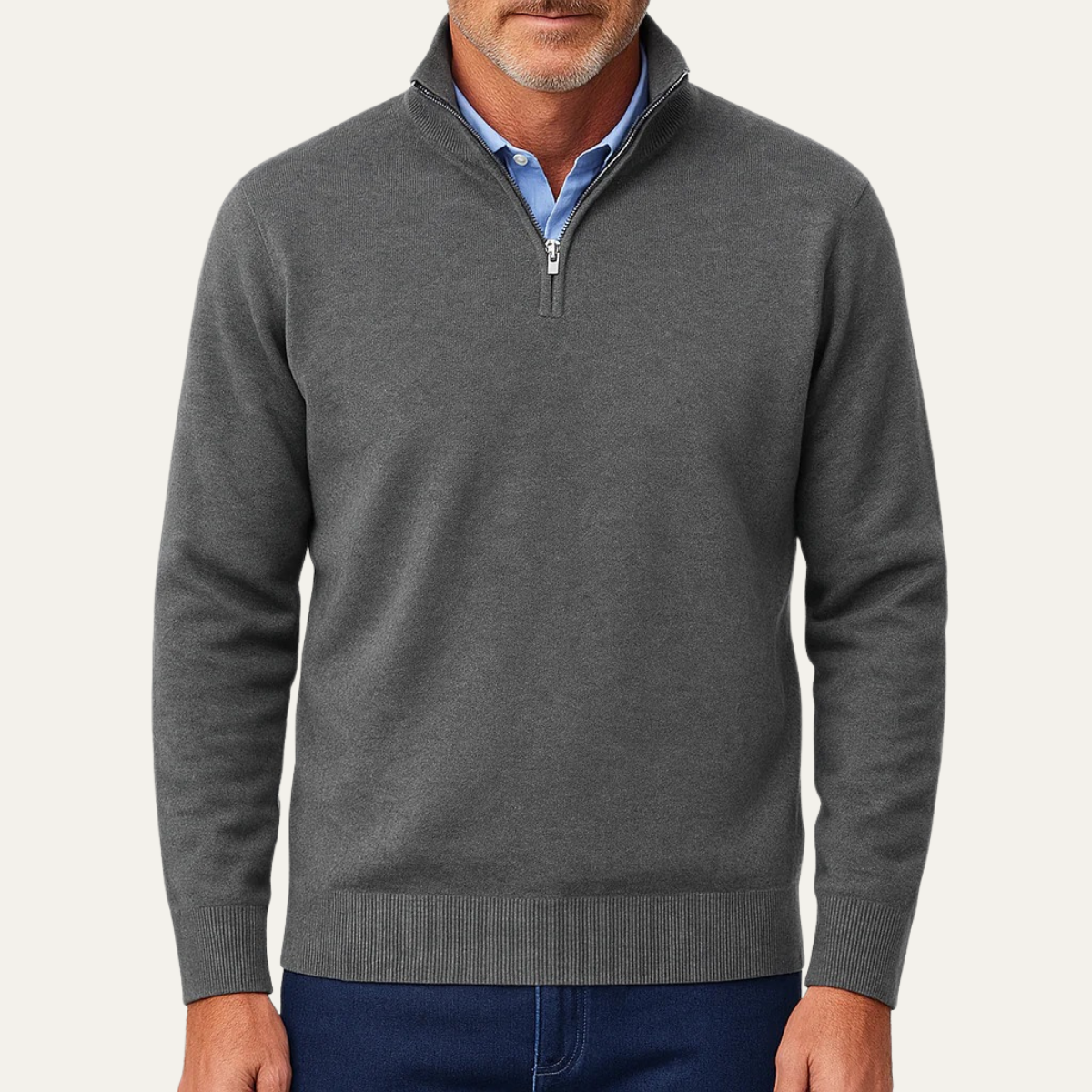 Men's Quarter Zip Sweater Lightweight Knit