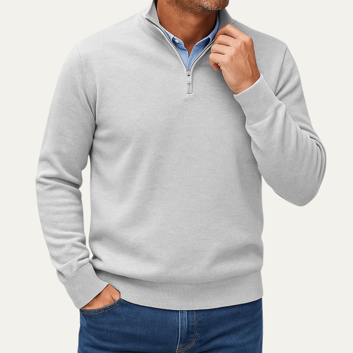Men's Quarter Zip Sweater Lightweight Knit
