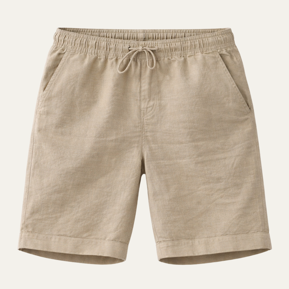 Men's Linen Shorts Elastic Waist with Pockets - Fashinoza