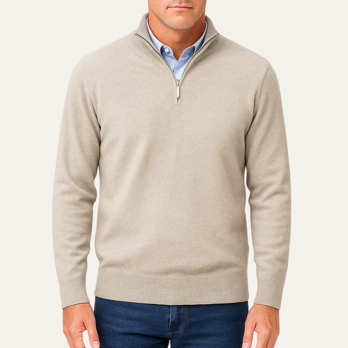 Men's Quarter Zip Sweater Lightweight Knit