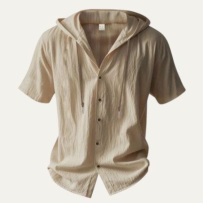 Men's Lightweight Hooded Cotton Linen Shirt - Fashinoza