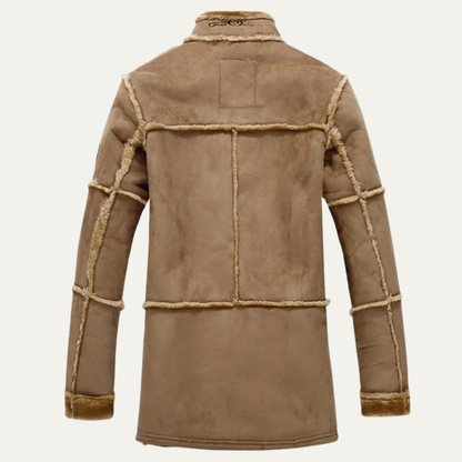 Men's Shearling Suede Leather Coat Winter Warm Jacket