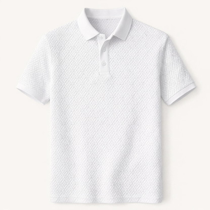 Men's White Textured Polo Shirt - Fashinoza