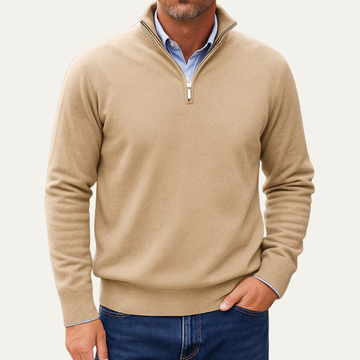 Men's Quarter Zip Sweater Lightweight Knit