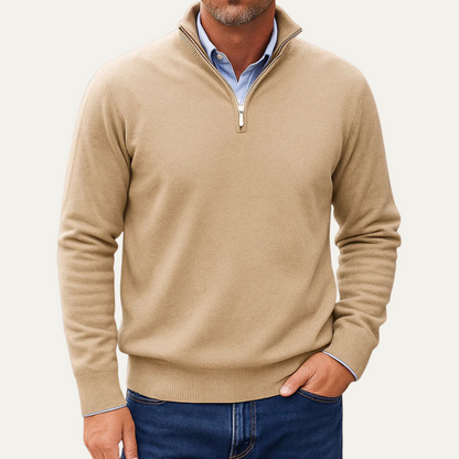 Men's Quarter Zip Sweater Lightweight Knit