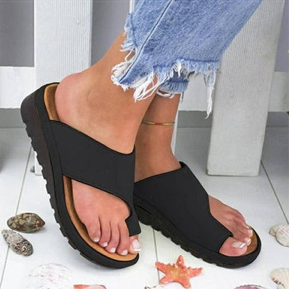 Orthopedic Bunion Corrector Sandals for Women with Arch Support and PU Leather