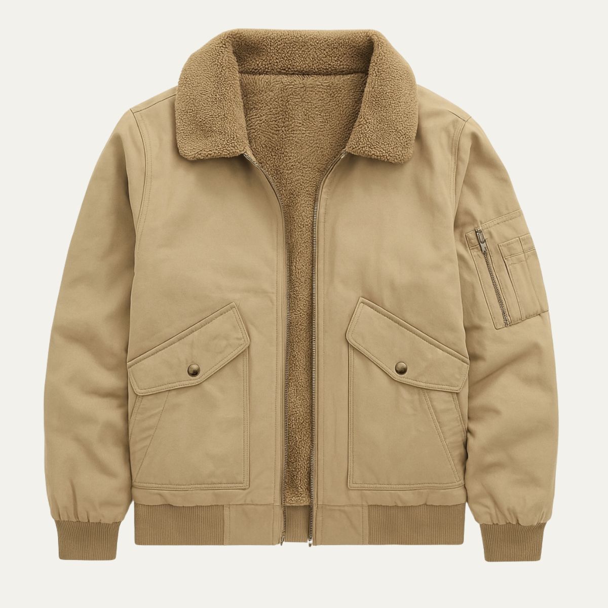 Men's Fleece Lined Bomber Jacket - Fashinoza