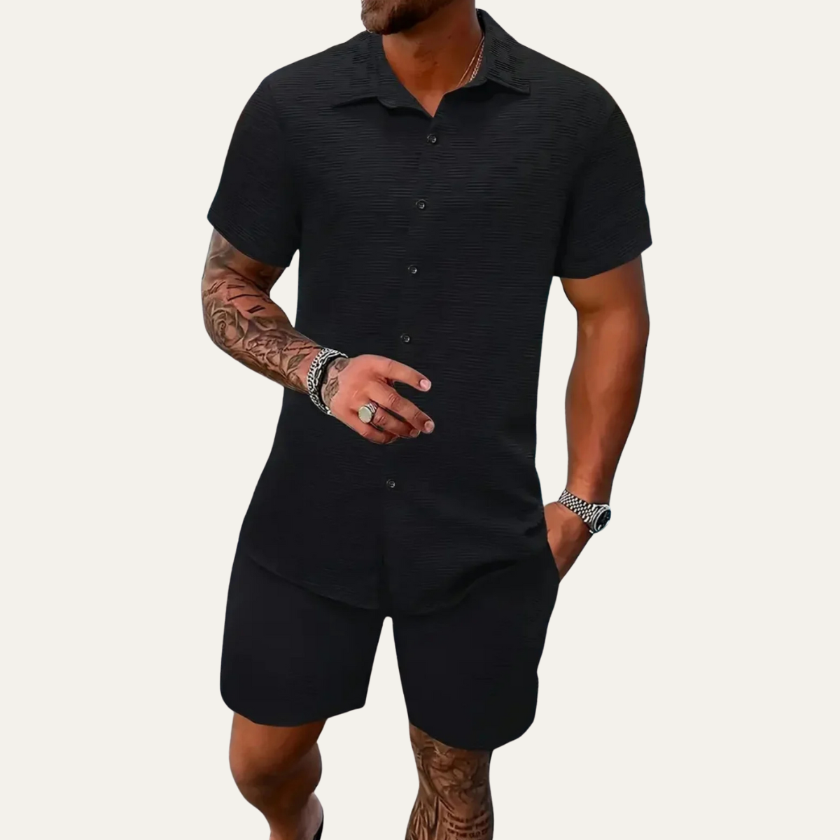 Men's Summer Shirt And Shorts Set