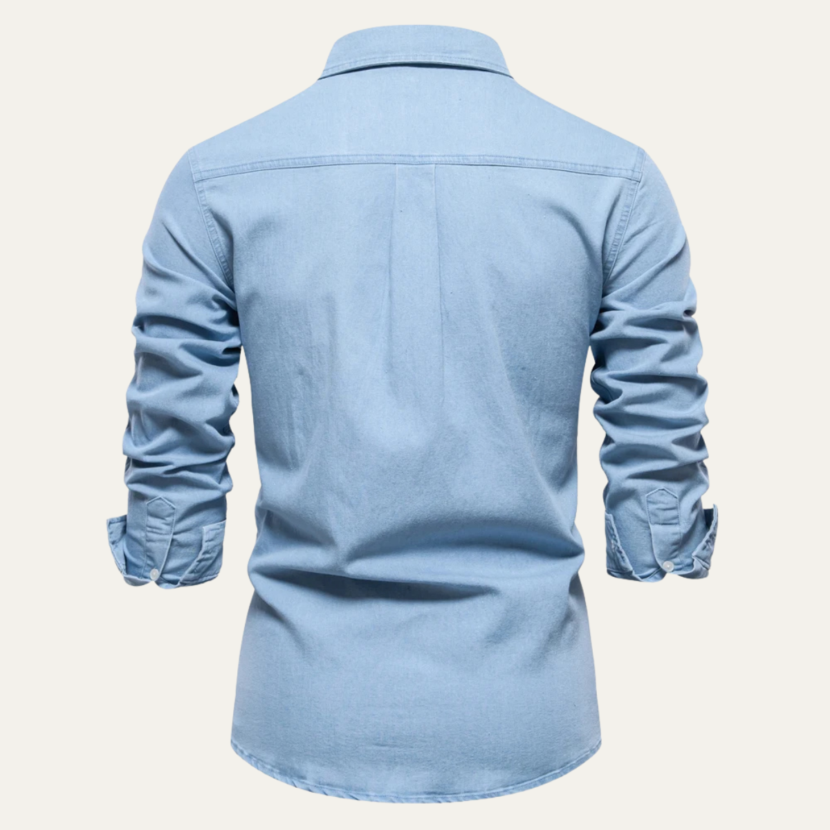 Men's Slim Fit Denim Shirt Double Pockets Blue