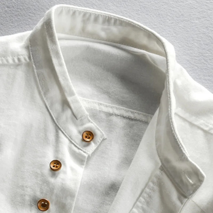 Men's Linen Cotton Shirt Japanese Style Stand Collar