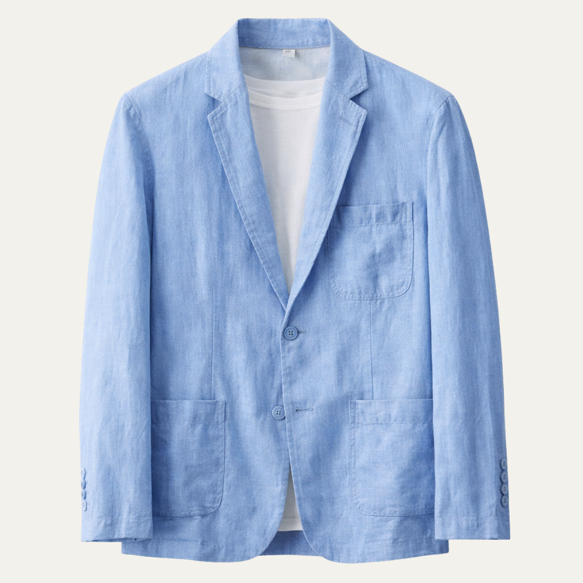 Men's Linen Blazer Lightweight Single Breasted Beige - Fashinoza