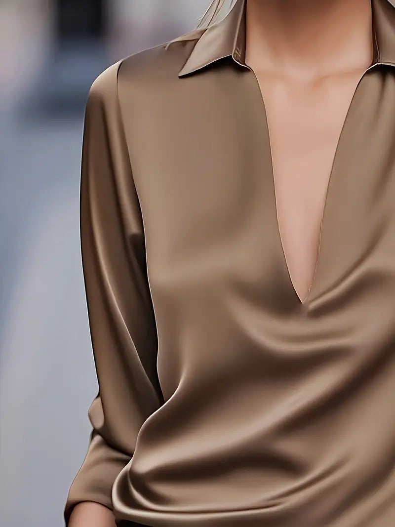 Women's Collared V-Neck Blouse