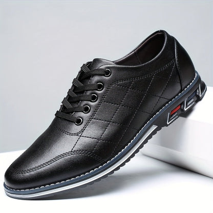 Men's Quilted Lace-Up Shoes Leather Comfortable Brown