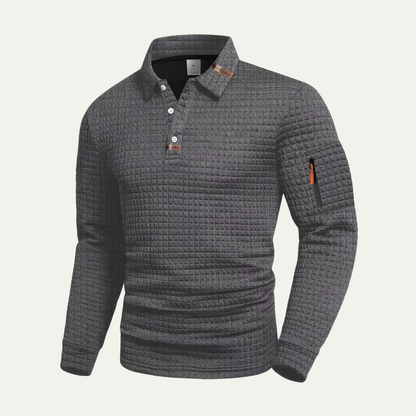 Men's Textured Sweater Zip Pocket Casual Beige