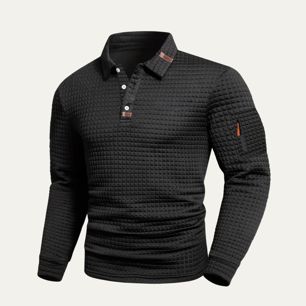 Men's Textured Sweater Zip Pocket Casual Beige - Fashinoza